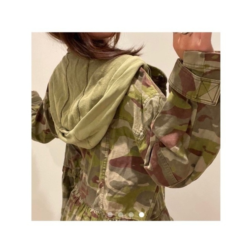 Free People Nocturne Camo Parka Jacket Women's Size S Green Utility Grunge - Picture 9 of 9